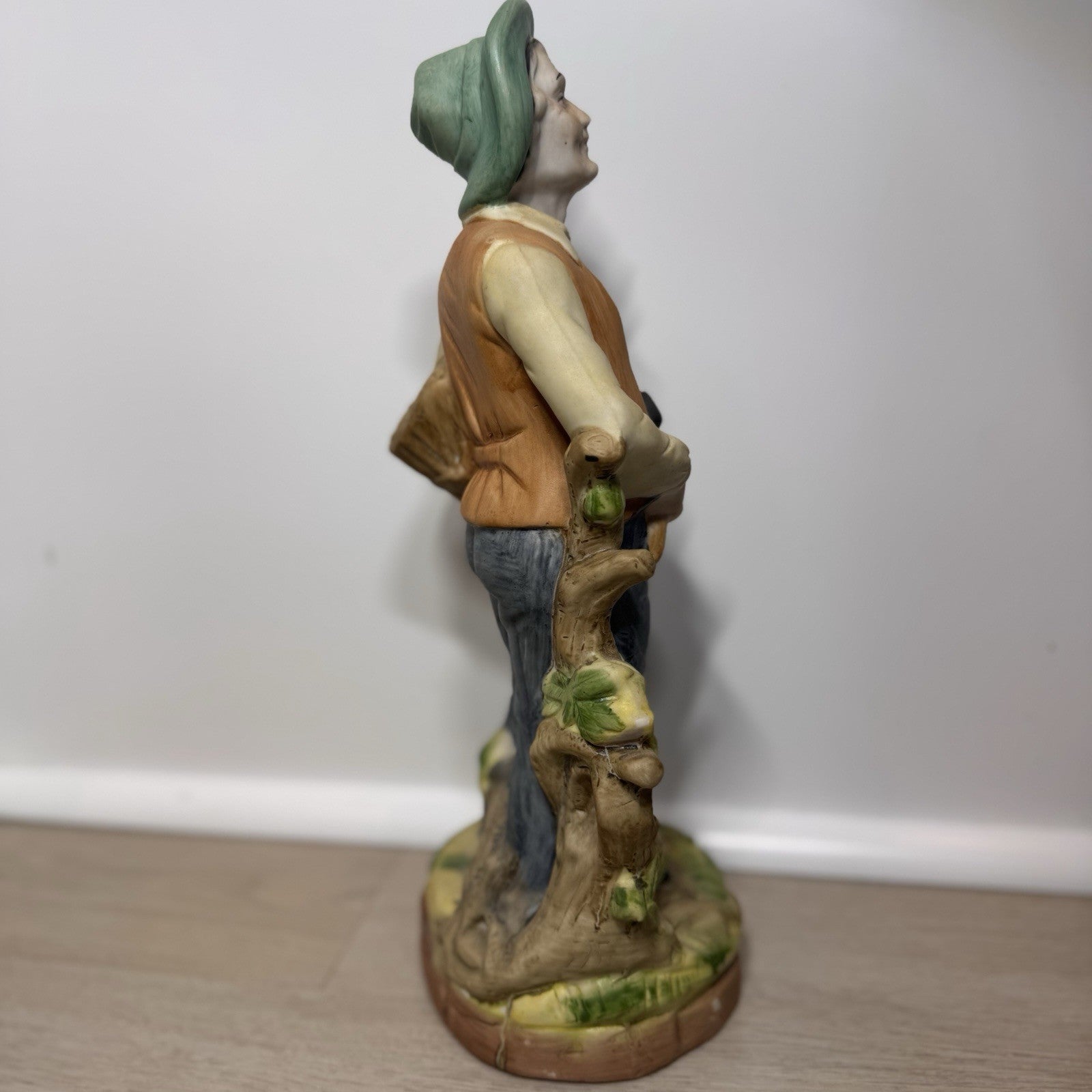 Vintage UCGC Old Couple Figurine Lot Porcelain Farmer & Wife Rustic Harvest 12"