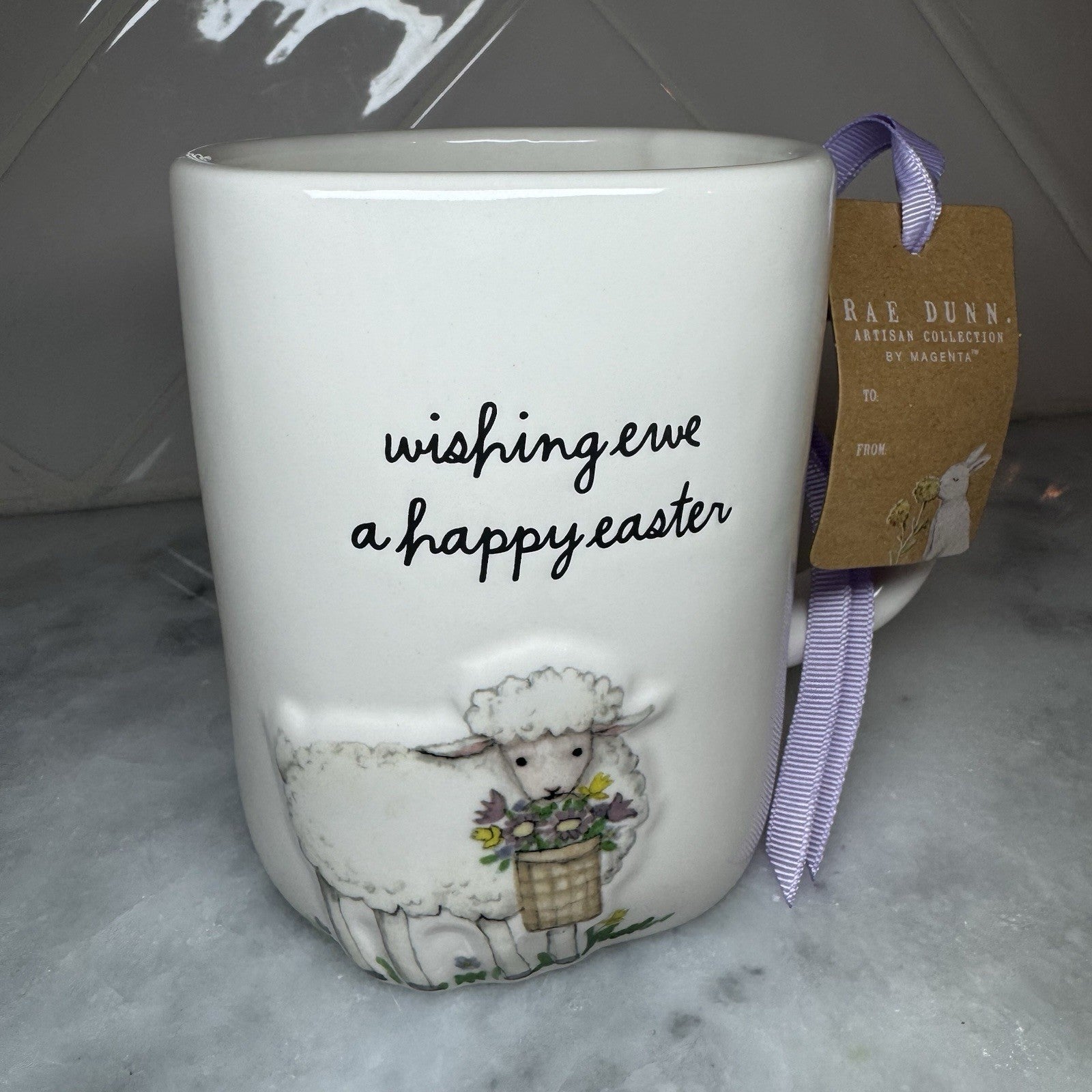 Rae Dunn Wishing Ewe A Happy Easter Mug Lamb Bunny Spring Cup w/ Tag