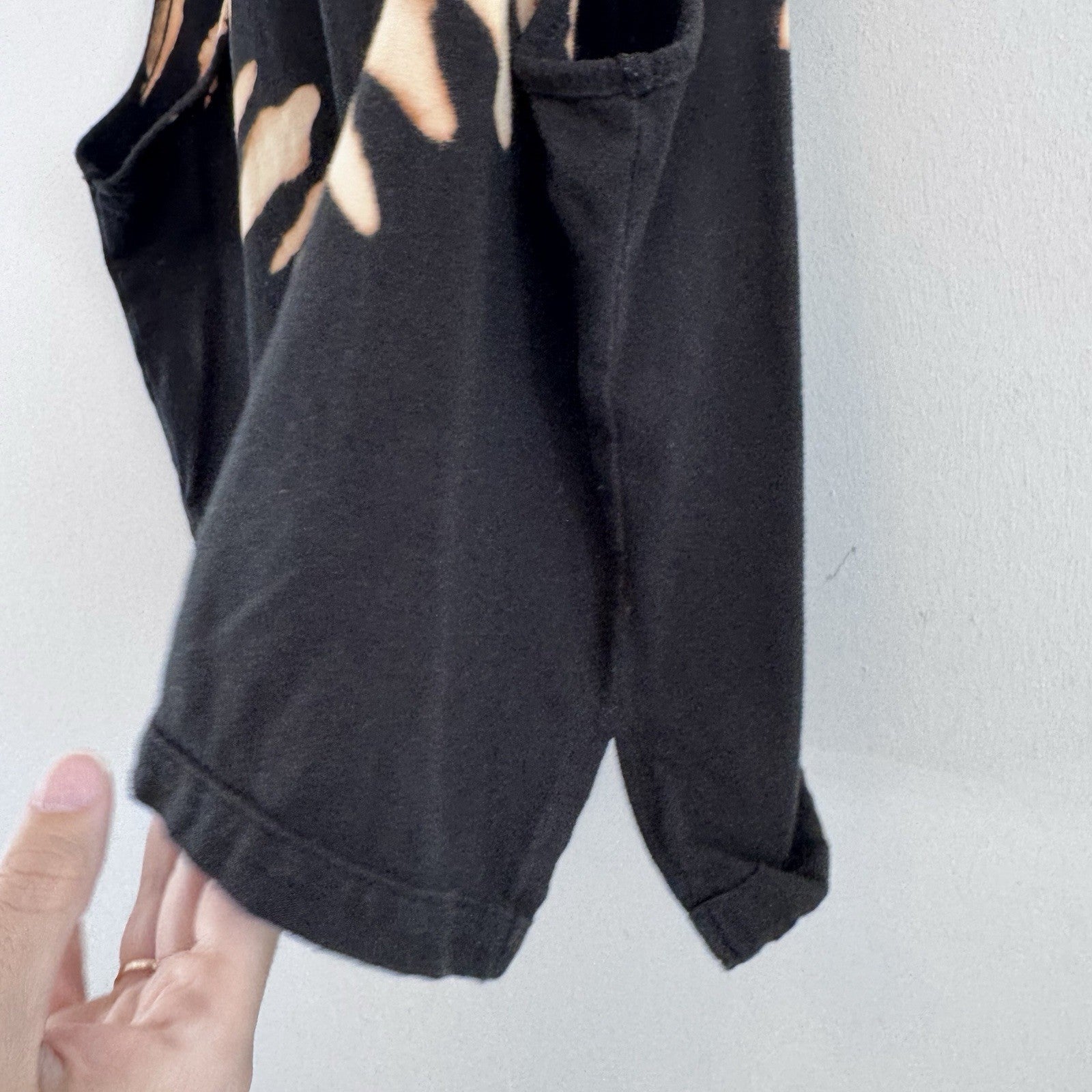 Free People We The Free Distressed Tank Top Black Cutout Bleach M