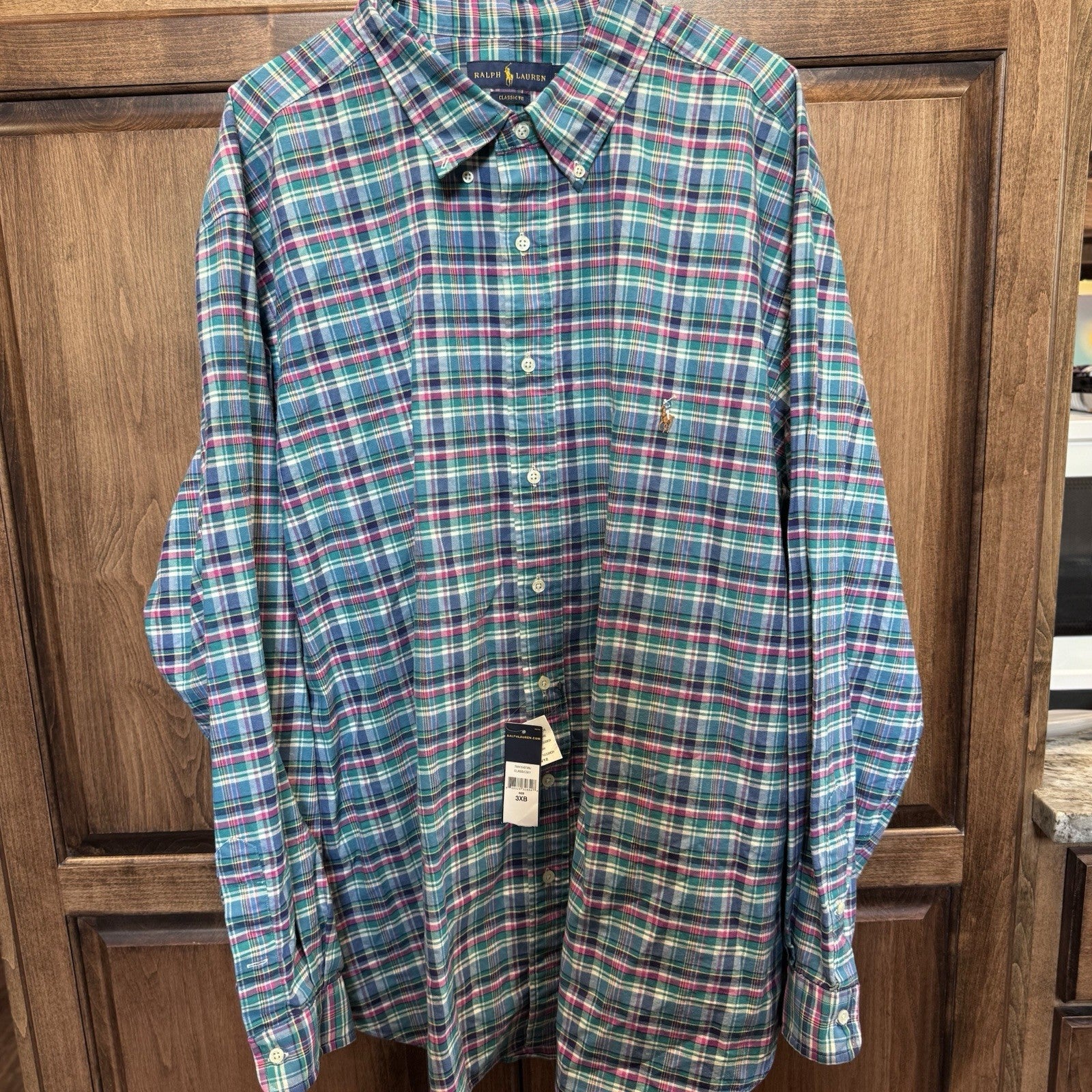NWT Ralph Lauren Classic Fit Plaid Shirt 3XB Big Mens Button Down Cotton Long