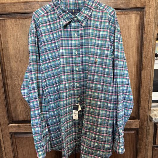 NWT Ralph Lauren Classic Fit Plaid Shirt 3XB Big Mens Button Down Cotton Long
