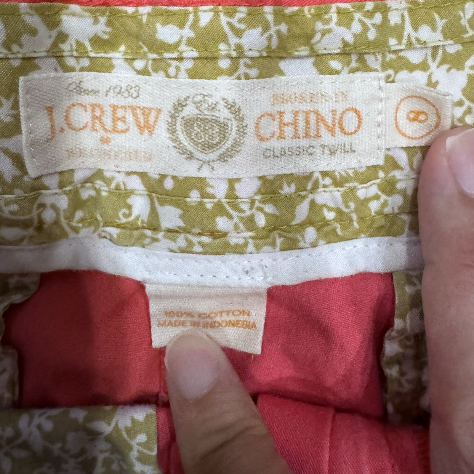 J.Crew Chino Classic Twill Shorts Pink Size 8 100% Cotton Summer Casual Preppy