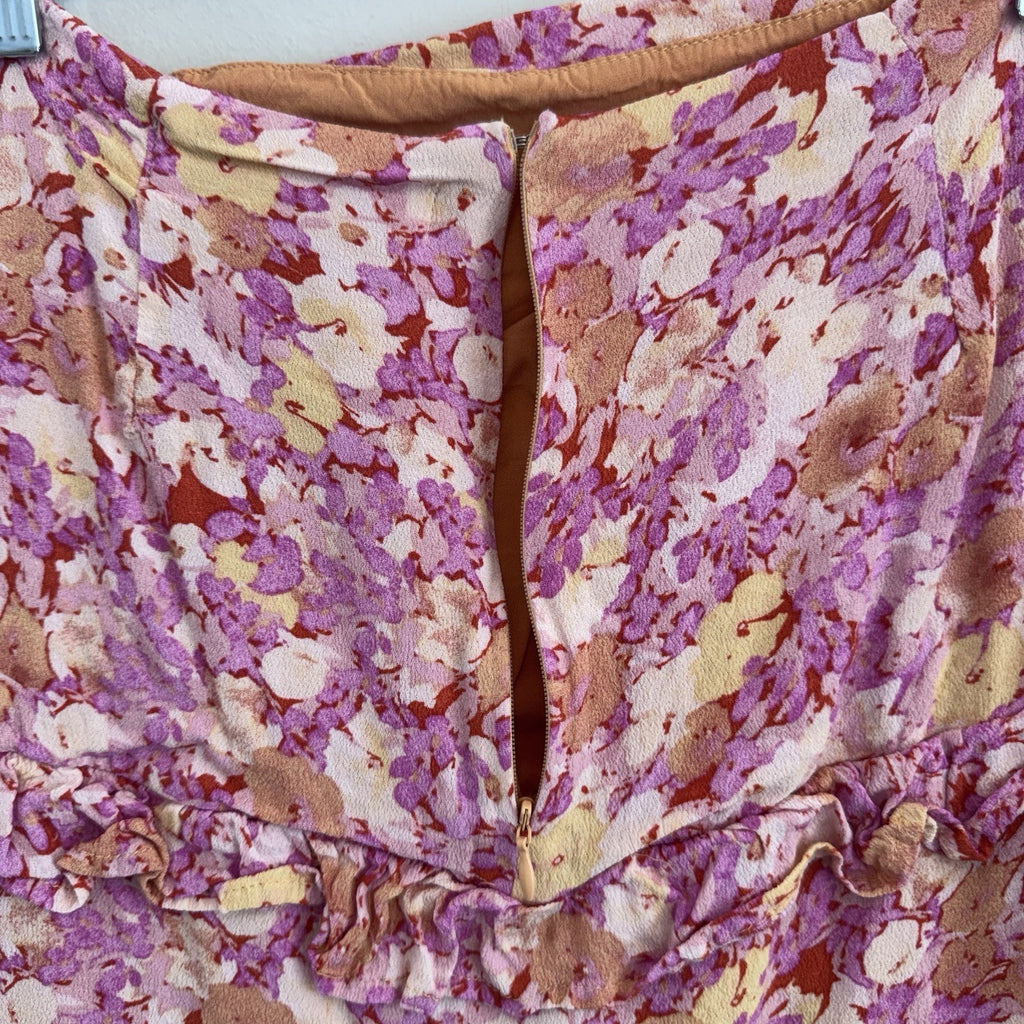 Her Entire Name Says Grace Floral Ruched Mini Skort Pink Ruffle Size L Boho
