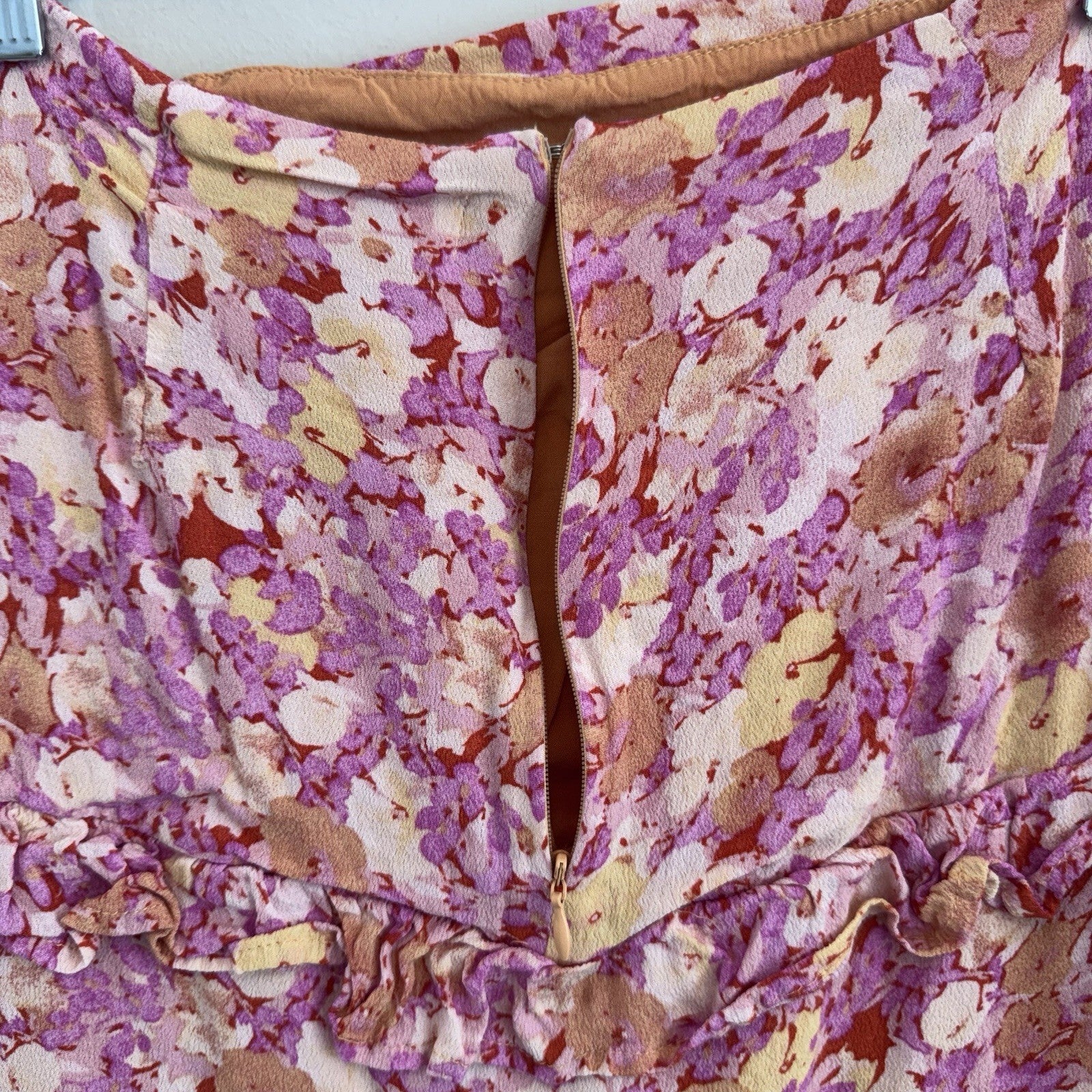 Her Entire Name Says Grace Floral Ruched Mini Skort Pink Ruffle Size L Boho