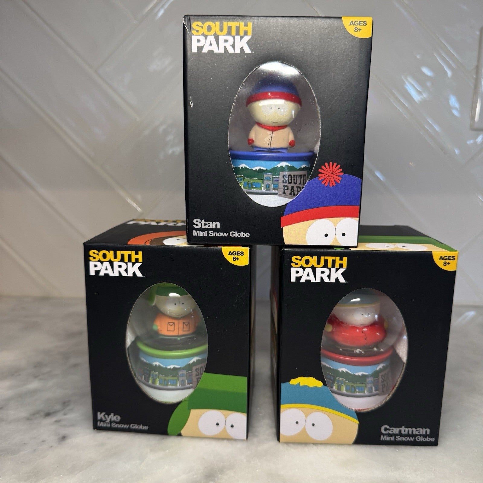 South Park Mini Snow Globe Set Stan Kyle Cartman NEW Collectible