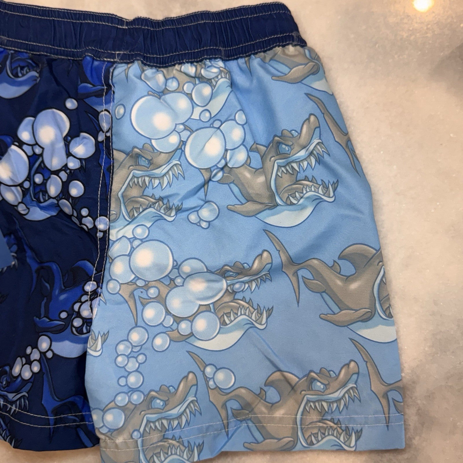 Vintage JNCO Jeans Toddler Boys 2T Swim Trunks Shark Print Blue NWT Deadstock