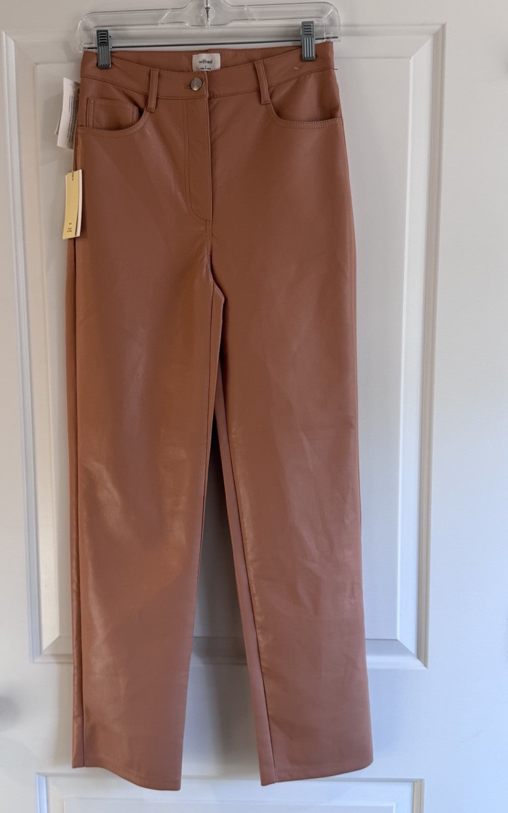 Wilfred Melina Faux Leather Pants Soft Terracotta High Rise Straight 2 NWT