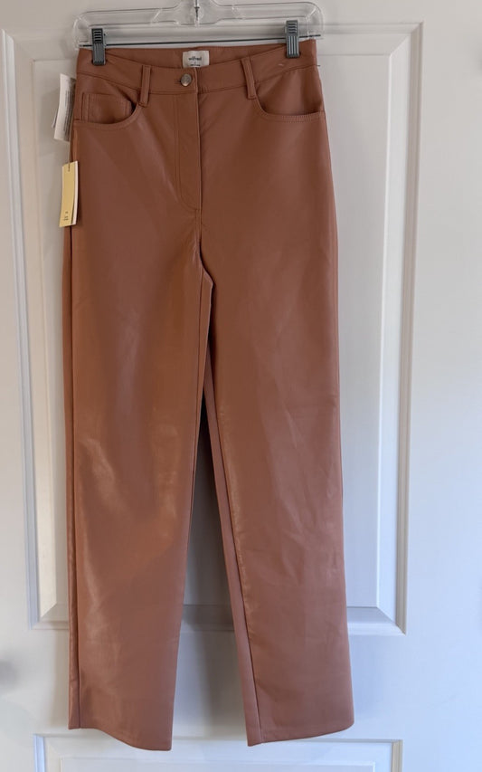 Wilfred Melina Faux Leather Pants Soft Terracotta High Rise Straight 2 NWT