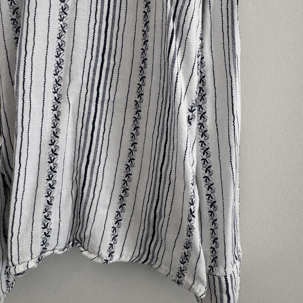 Altar'd State Cotton Linen Striped Button Down Shirt S White Blue Boho Women’s