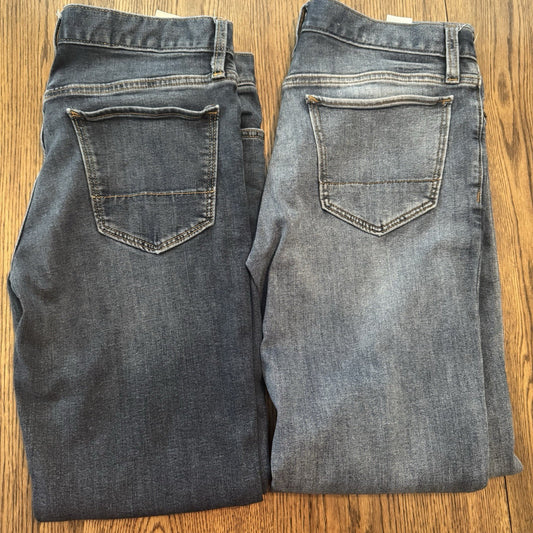 2 Banana Republic Traveler Slim Fit Blue Jeans Mens 32x34 Lyocell Cotton Blend