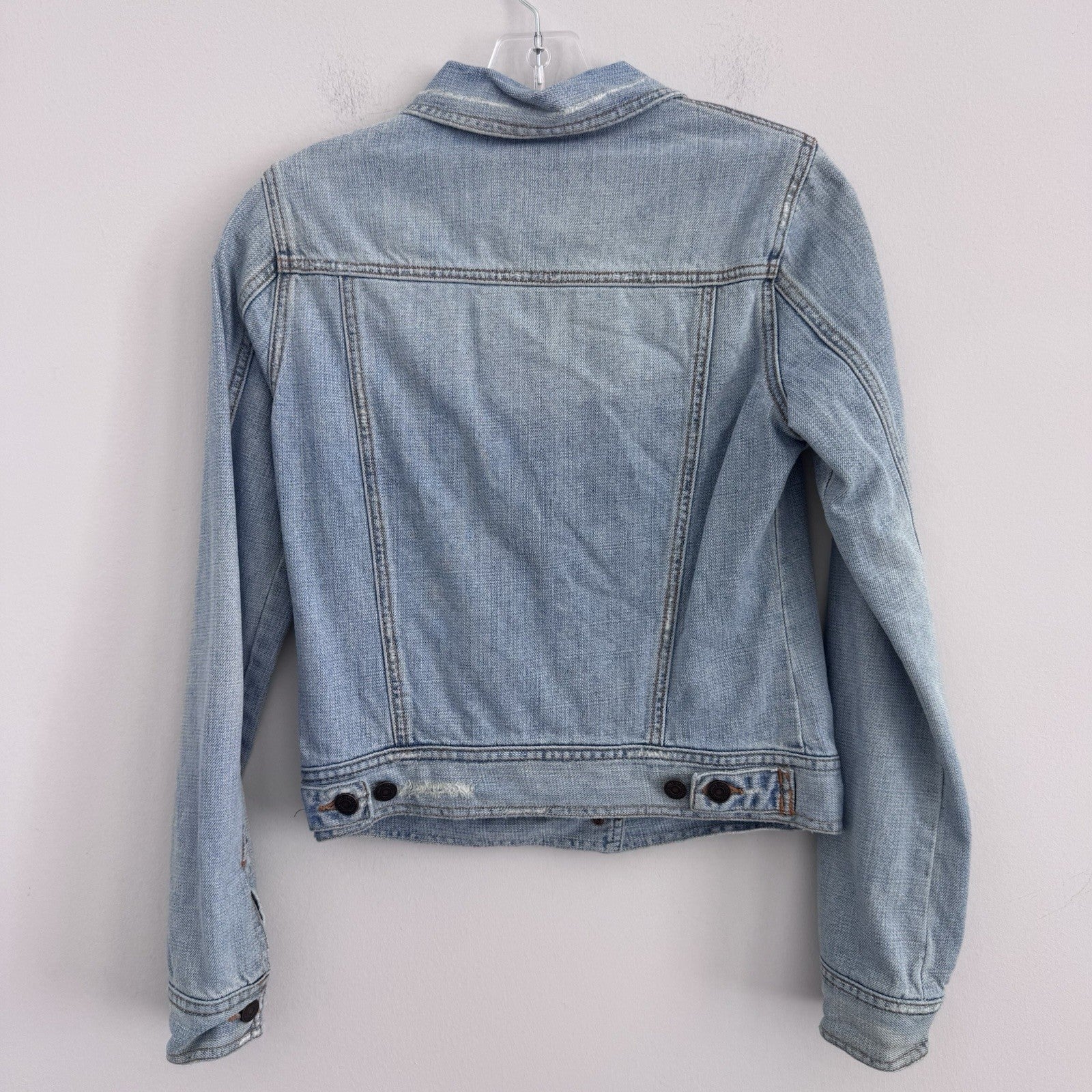 Hollister Jean Jacket Womens Medium Light Wash Distressed Trucker Denim Y2k VTG