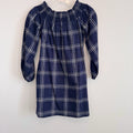 Abercrombie & Fitch Women Dress XS Blue Plaid Mini A-Line Off Shoulder Smocked