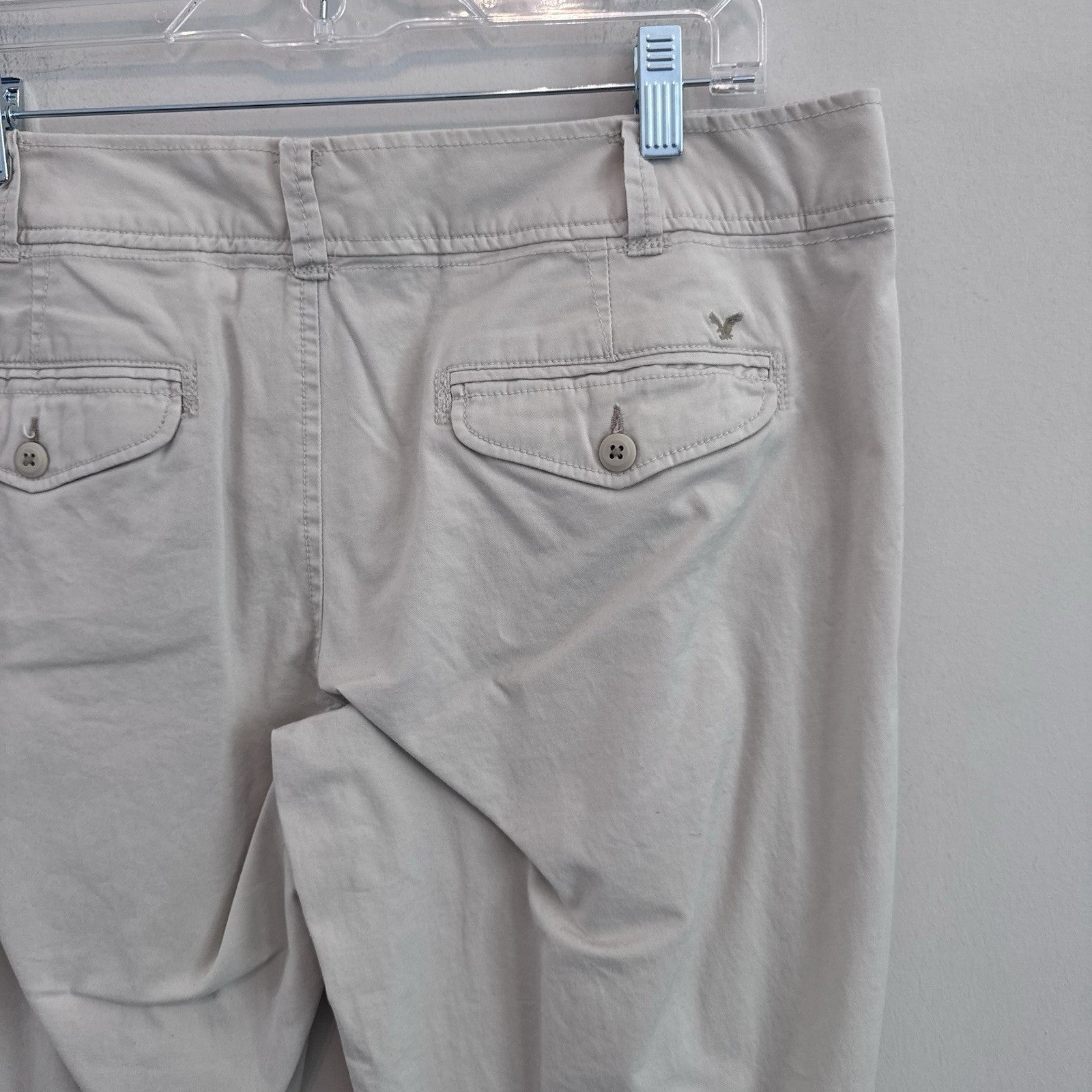 American Eagle Womens 12 Capri Pants Beige Khaki Stretch Cropped Casual Y2K