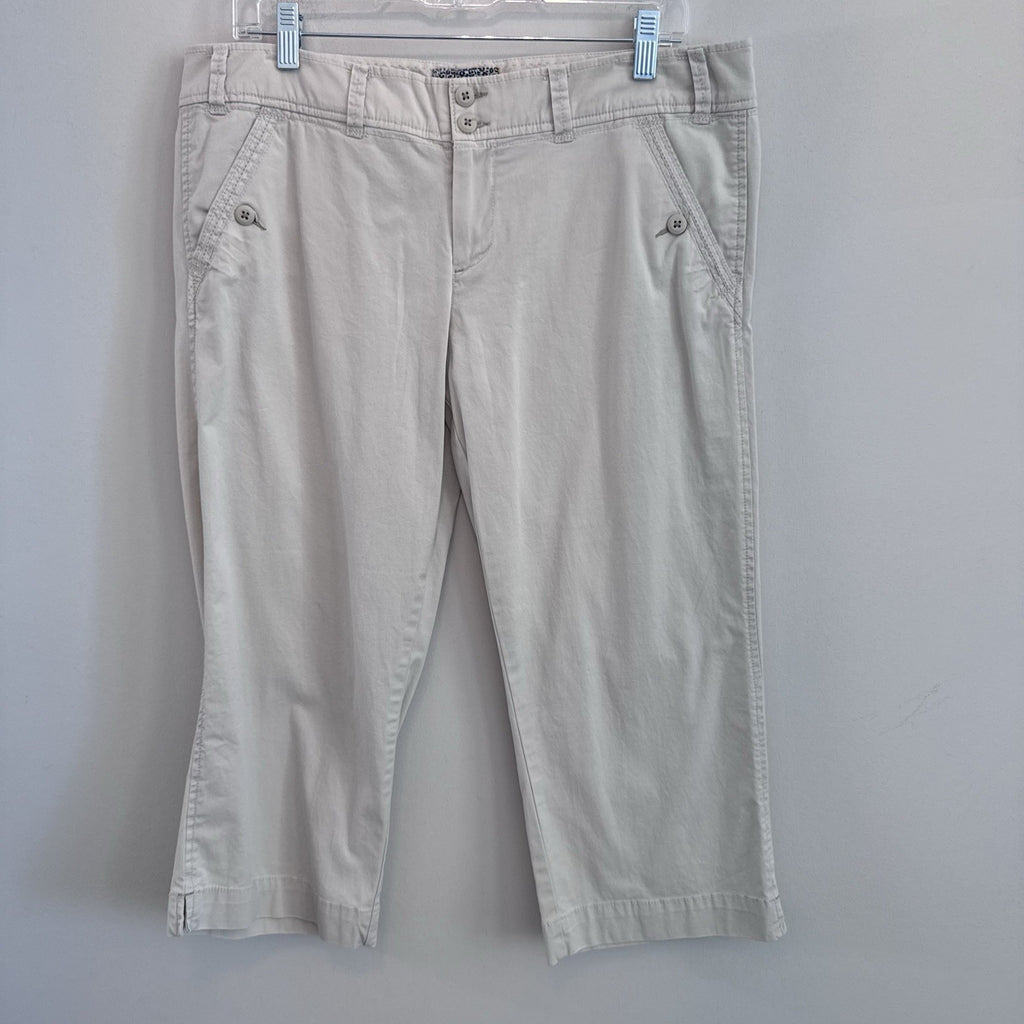 American Eagle Womens 12 Capri Pants Beige Khaki Stretch Cropped Casual Y2K
