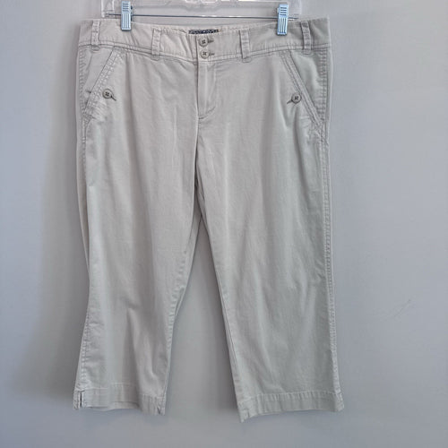 American Eagle Womens 12 Capri Pants Beige Khaki Stretch Cropped Casual Y2K