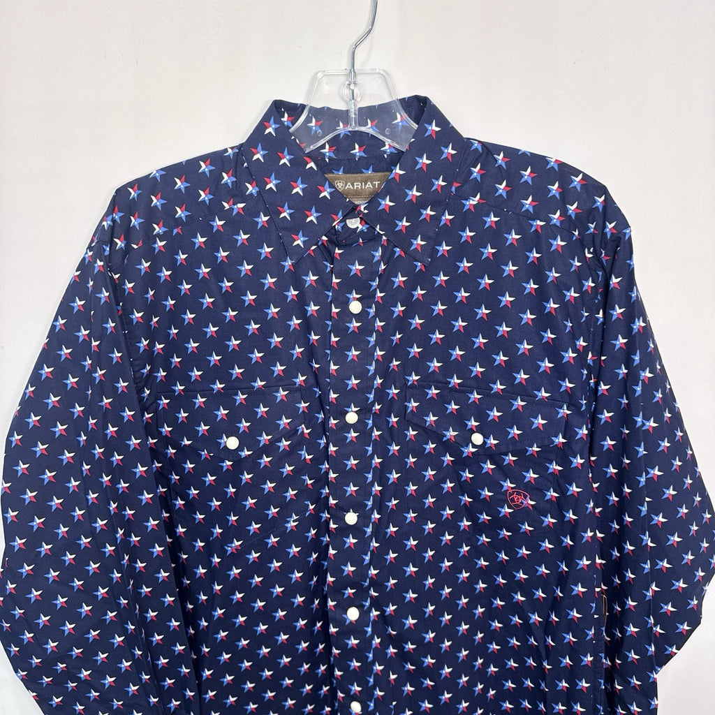 Ariat Men’s S Nosson Western Shirt Texas Star Print Snap Long Sleeve NWT