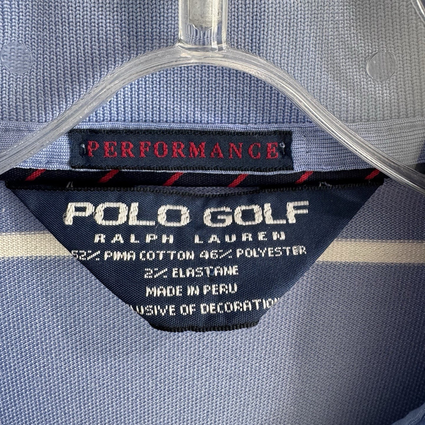Polo Golf Ralph Lauren Performance Blue White Stripe Polo Shirt Men’s M