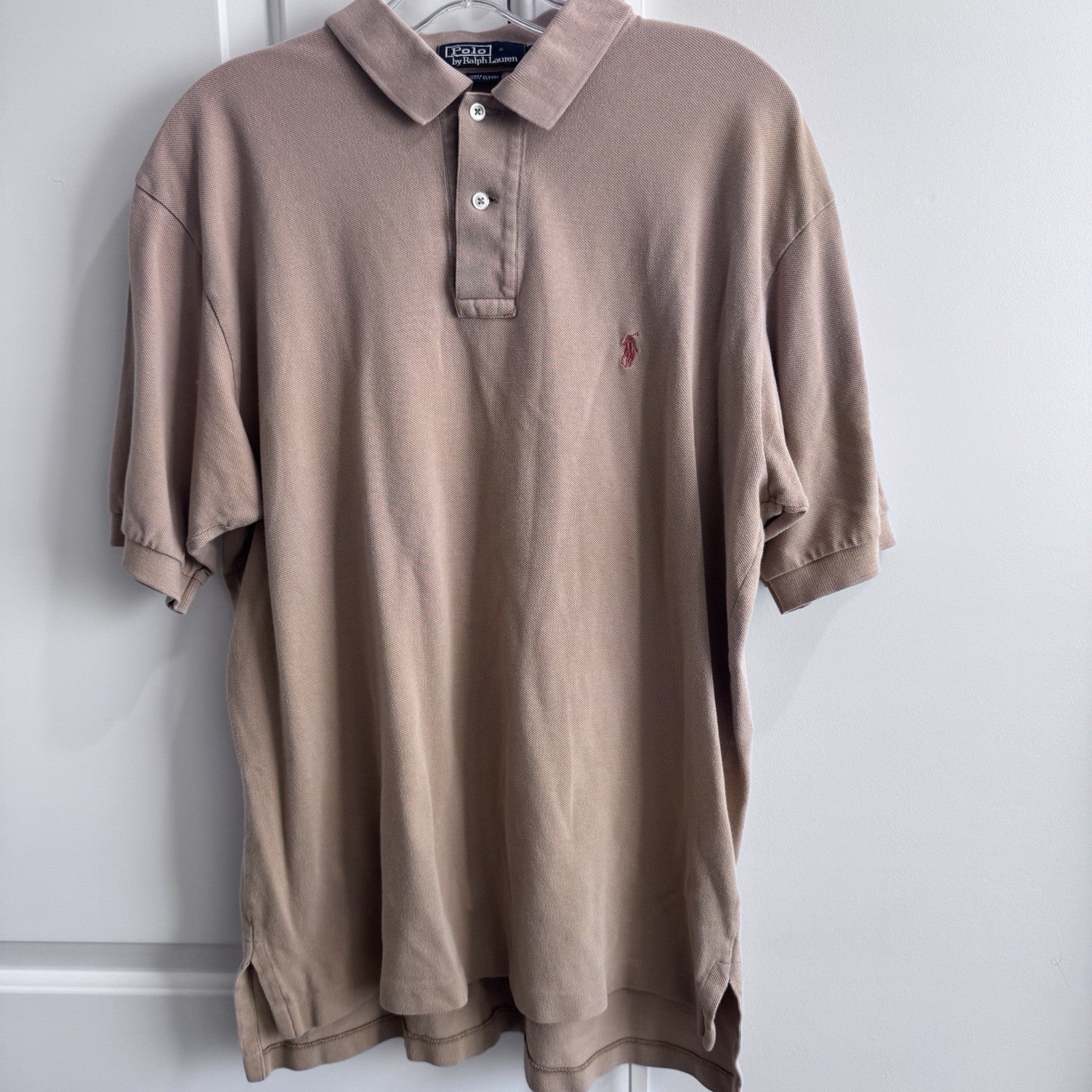 Polo Ralph Lauren Men’s Polo Shirt Large Tan 100% Cotton Short Sleeve Classic