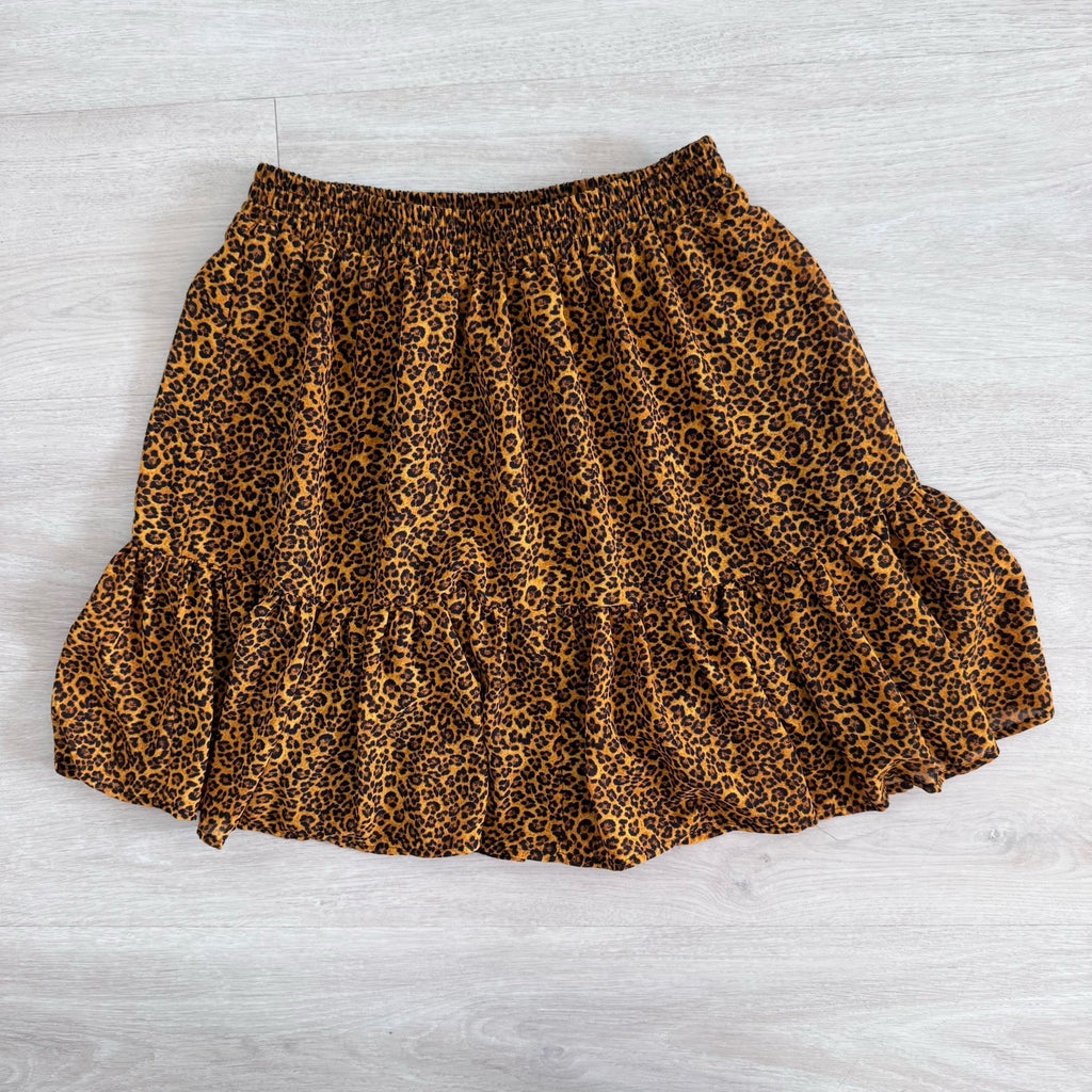 Michael Kors Leopard Skirt Womens XS Smocked Waist Lined