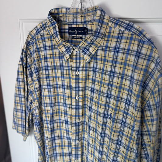 Ralph Lauren Classic Fit Plaid Button Down Shirt Mens 3XLT Big Tall
