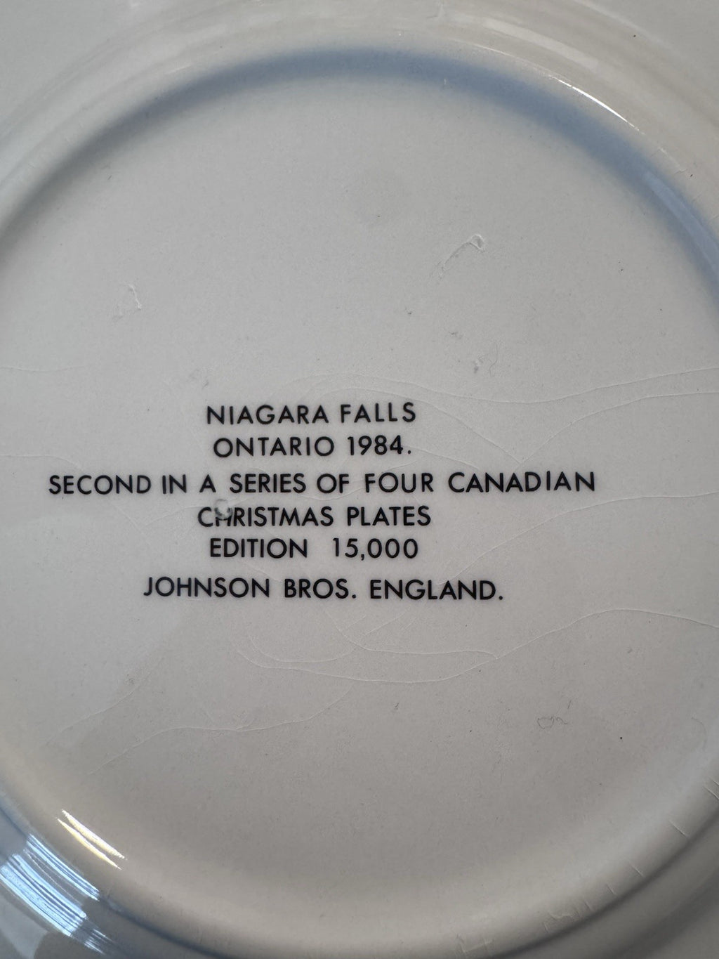 Vintage Johnson Bros. England Niagara Falls Ontario 1984 Christmas Plate