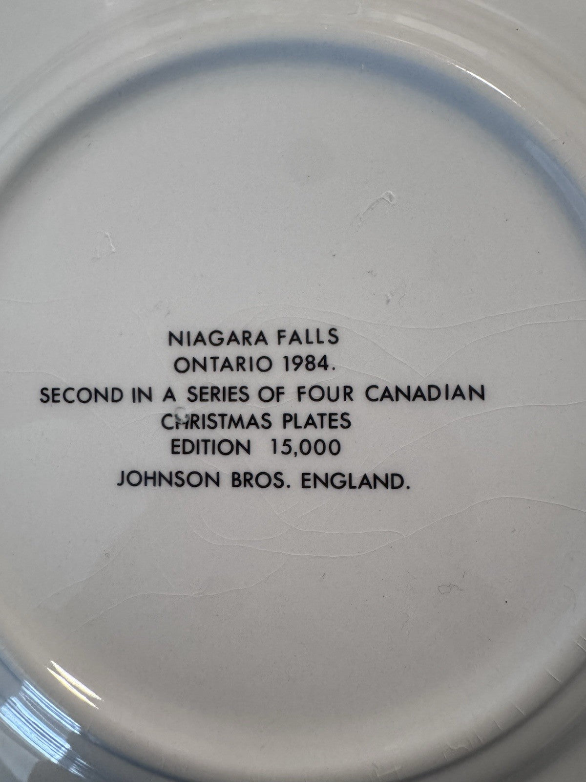 Vintage Johnson Bros. England Niagara Falls Ontario 1984 Christmas Plate