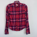 Abercrombie & Fitch Plaid Button Up Shirt XS Red Pink Cotton Flannel