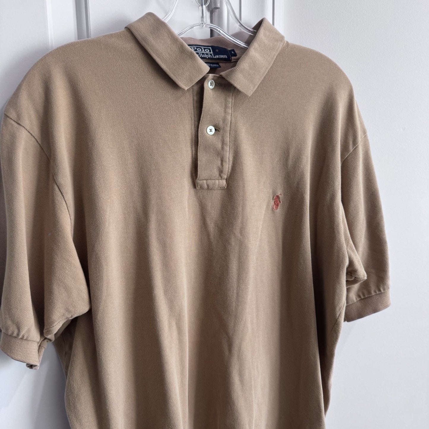 Polo Ralph Lauren Men’s Polo Shirt Large Tan 100% Cotton Short Sleeve Classic