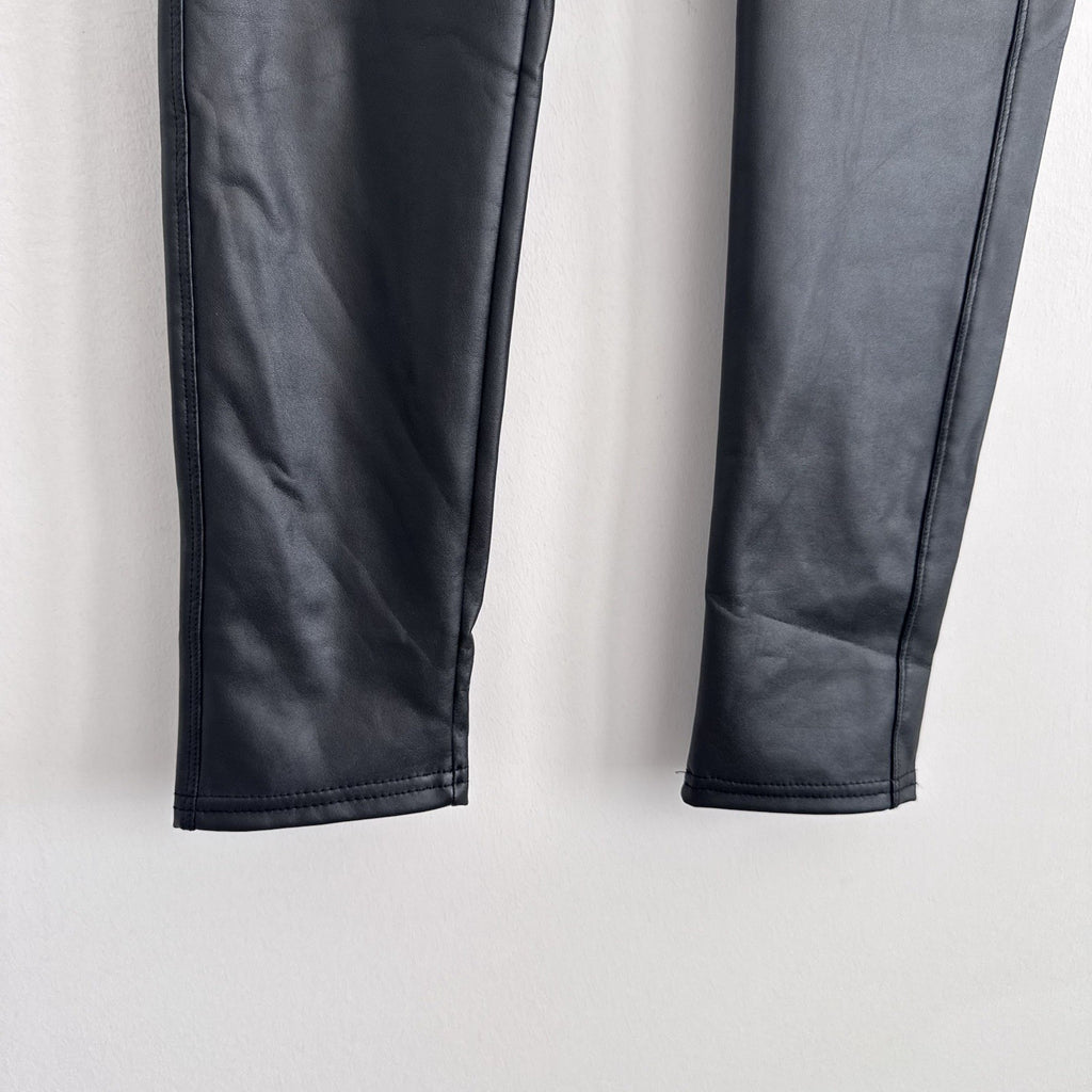 New Mix Faux Leather Leggings S Black High Rise Stretch NWT