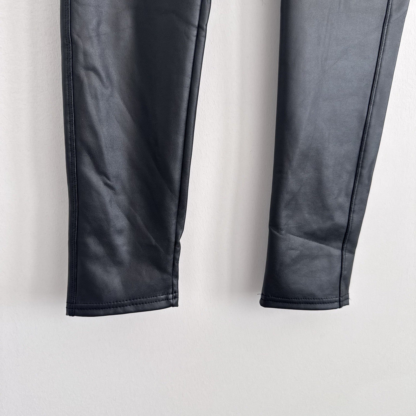 New Mix Faux Leather Leggings S Black High Rise Stretch NWT