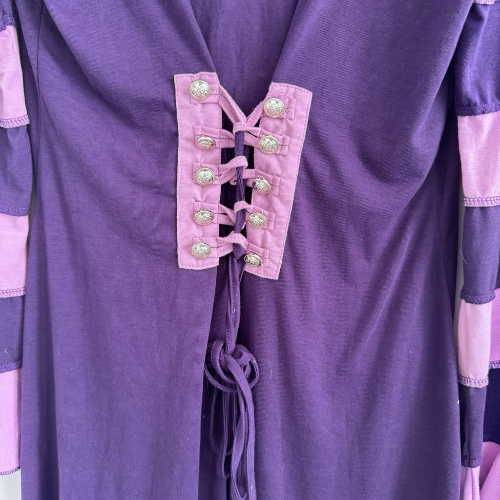 DRESSFO Purple Hooded Tunic Top XL Lace Up Back Steampunk Whimsigoth Renaissance