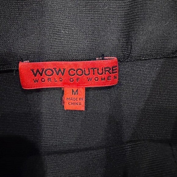 Wow Couture Black Bodycon Skirt - Hook & Eye Detail, Size M