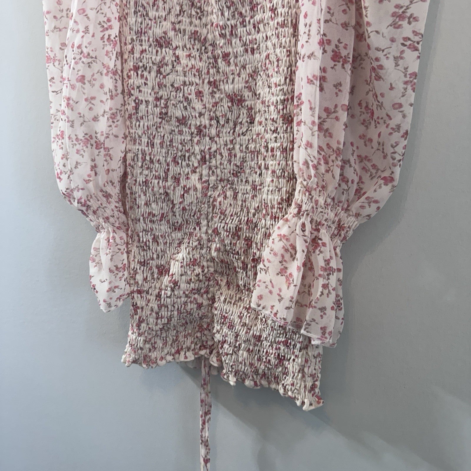 Hello Molly Floral Smocked Mini Dress Puff Sleeve Cottagecore Sz S