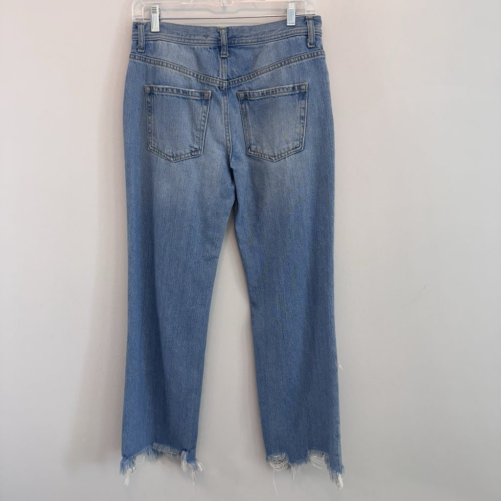 Free People We The Free Distressed Straight Leg Raw Hem Ankle Jeans 25