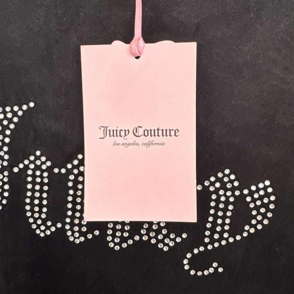 Juicy Couture Velour Tracksuit Set Black Rhinestone Logo Size M NWT Y2K