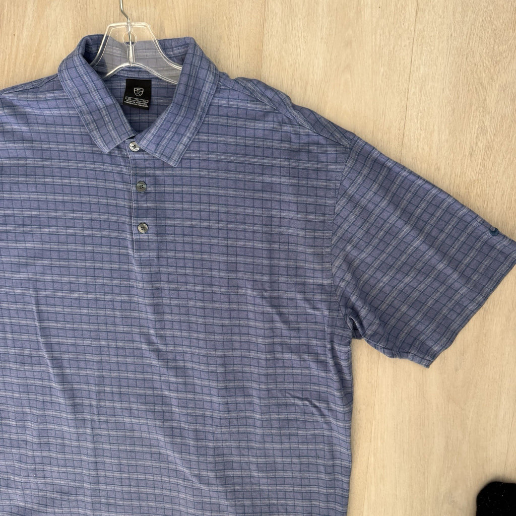 Nike Golf Polo Shirt Mens XL Blue Plaid Check Swoosh Logo 100% Cotton Men’s