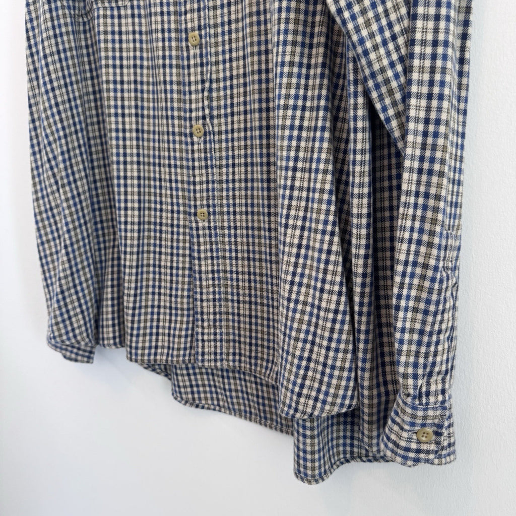 Abercrombie & Fitch XL Plaid Button Up Shirt Blue Beige Cotton Flannel