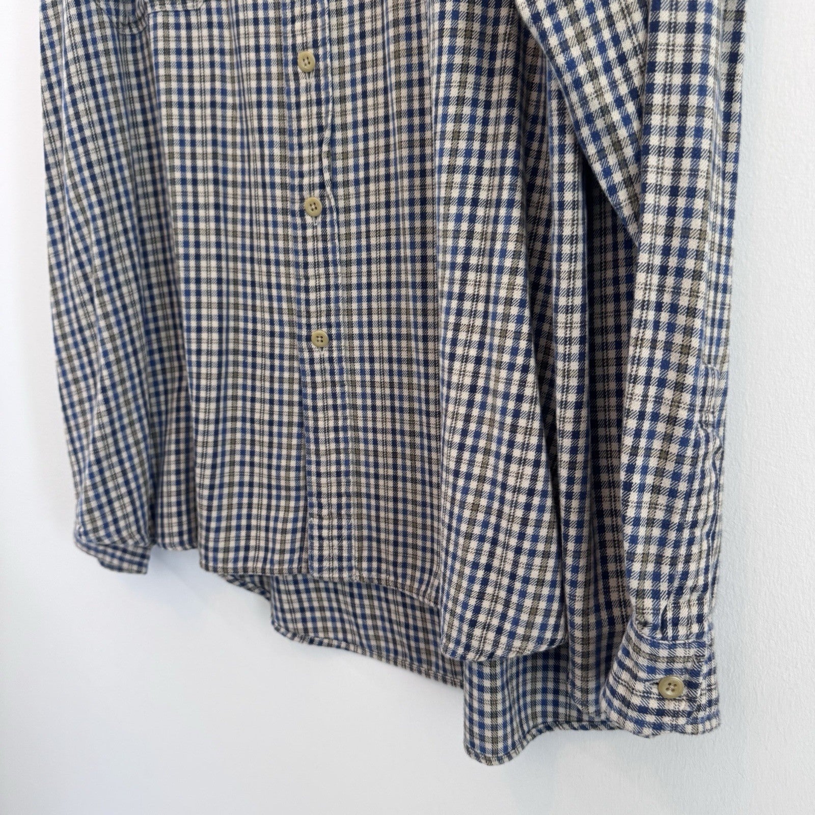 Abercrombie & Fitch XL Plaid Button Up Shirt Blue Beige Cotton Flannel