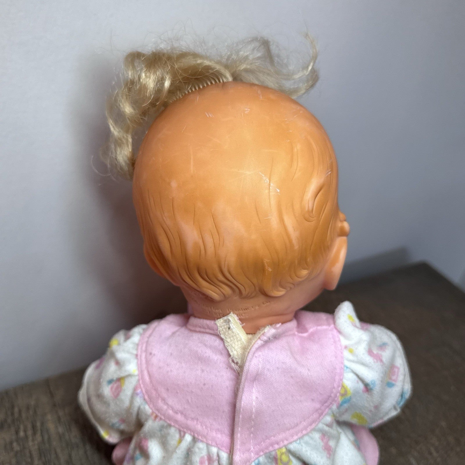 Vintage 1994 Gerber Toy Biz Baby Doll 15” Blonde Blue Eyes Teddy Bear Outfit VTG