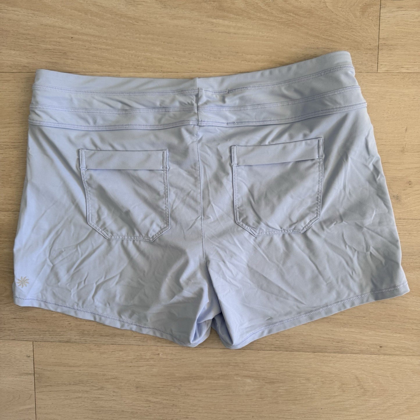 Athleta Womens Light Blue Athletic Shorts Drawstring Lined Size Small