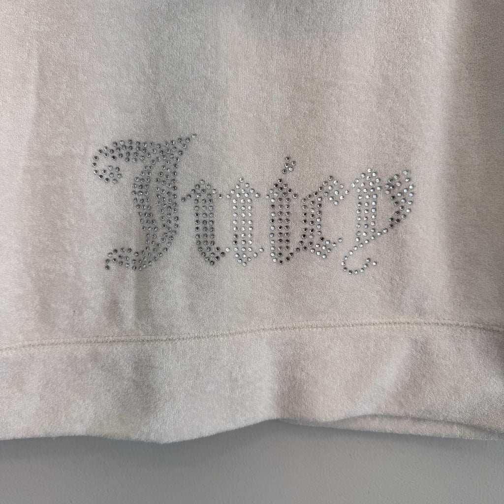 NWT Juicy Couture Oyster Short Sleeve Velour Zip Hoodie Small Rhinestone