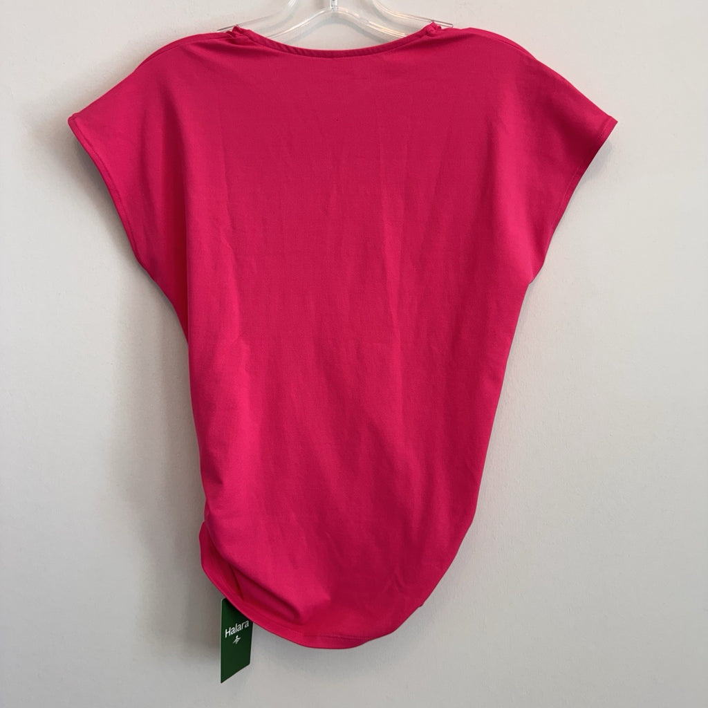 HALARA Pink Wrap Twist Front Top XS Athleisure Stretch Blouse NWT Women’s