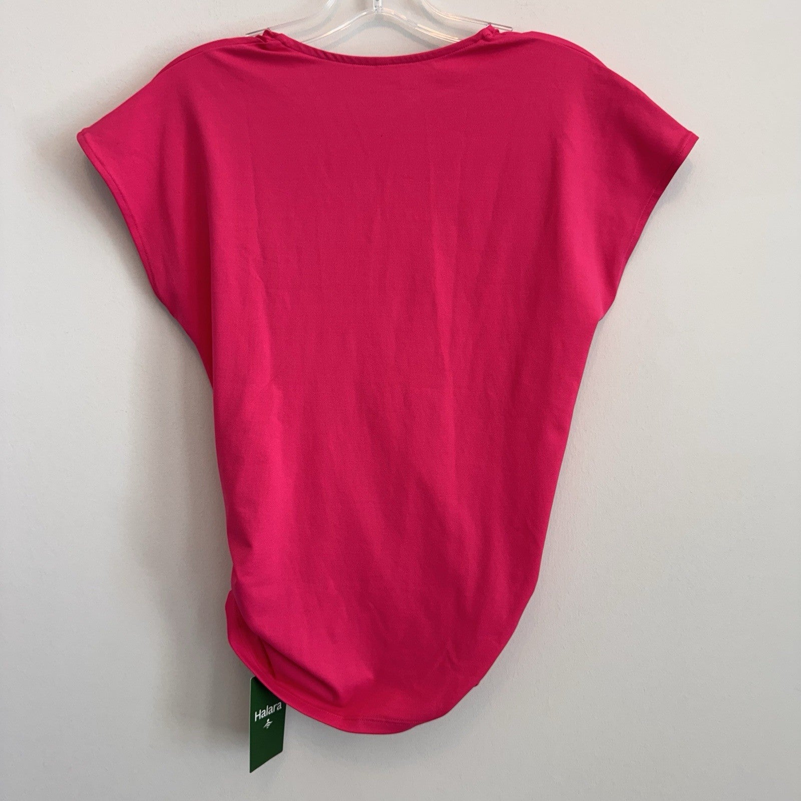 HALARA Pink Wrap Twist Front Top XS Athleisure Stretch Blouse NWT Women’s