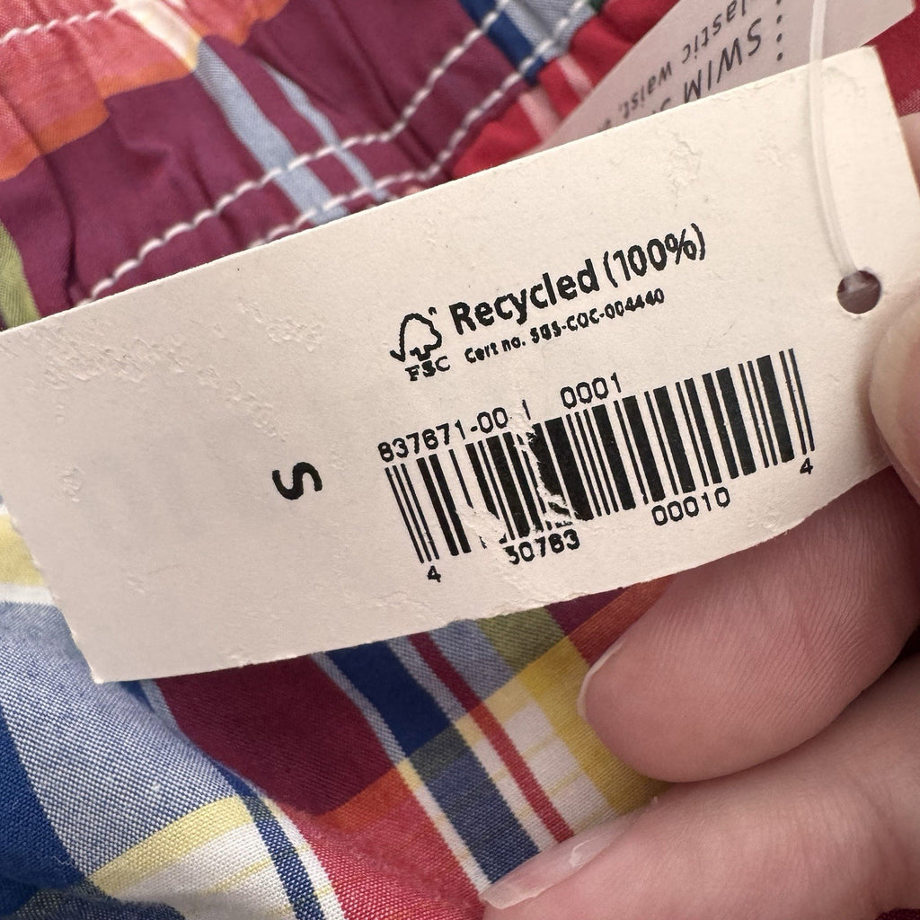 Old Navy Men’s Small Swim Trunks NWT Rainbow Plaid Madras Mesh Lined 2011