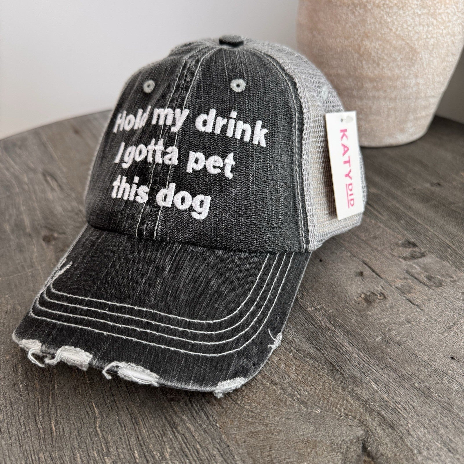 Hold My Drink I Gotta Pet This Dog Hat Trucker KatyDid NWT Boutique Animal