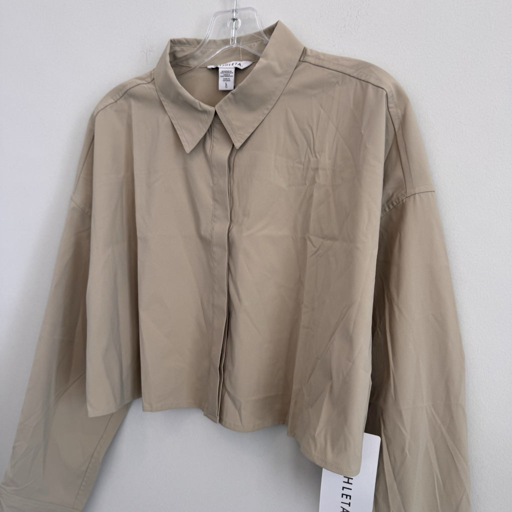 NWT Athleta Midday Ultra Cropped Button Down Shirt Size Large MSRP89