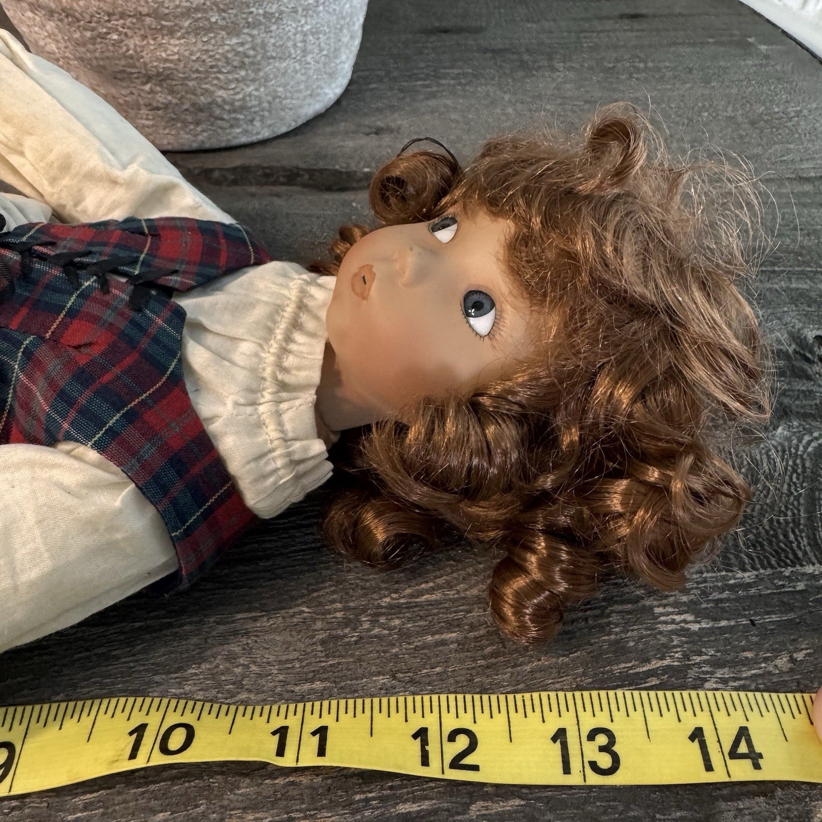 Lee Middleton Dianna Effner Porcelain Doll Vintage Plaid Tartan Dress 14"