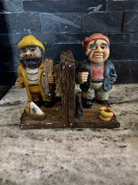 Sea Captain Salty Old Sailors Bookends Set Nautical Ship Fishermen Old Salt