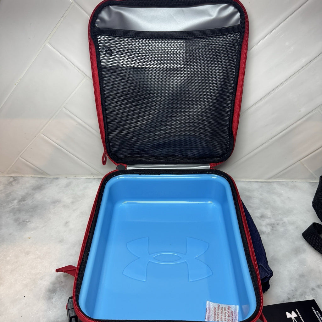 Durable Crush Resistant Lunch Box W/ Mesh Storage Pockets New