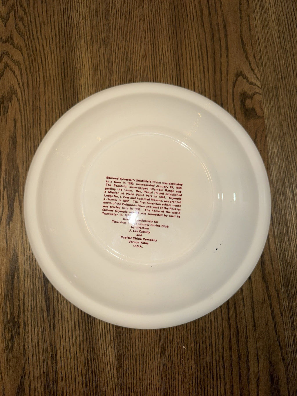 Olympia's First 100 Years 1850 - 1950 Centennial Plate Vernon Kilns